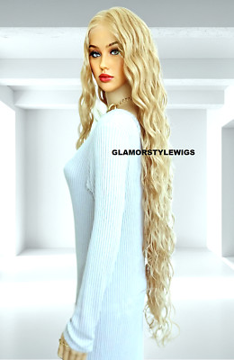 45'' LACE FRONT FULL WIG EXTRA LONG WAVY LAYERED BLONDE MIX HEAT OK