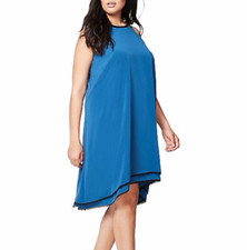 RACHEL ROY Plus Size 1X, 3X Teal Jewelneck Sleeveless Dress NWT $125