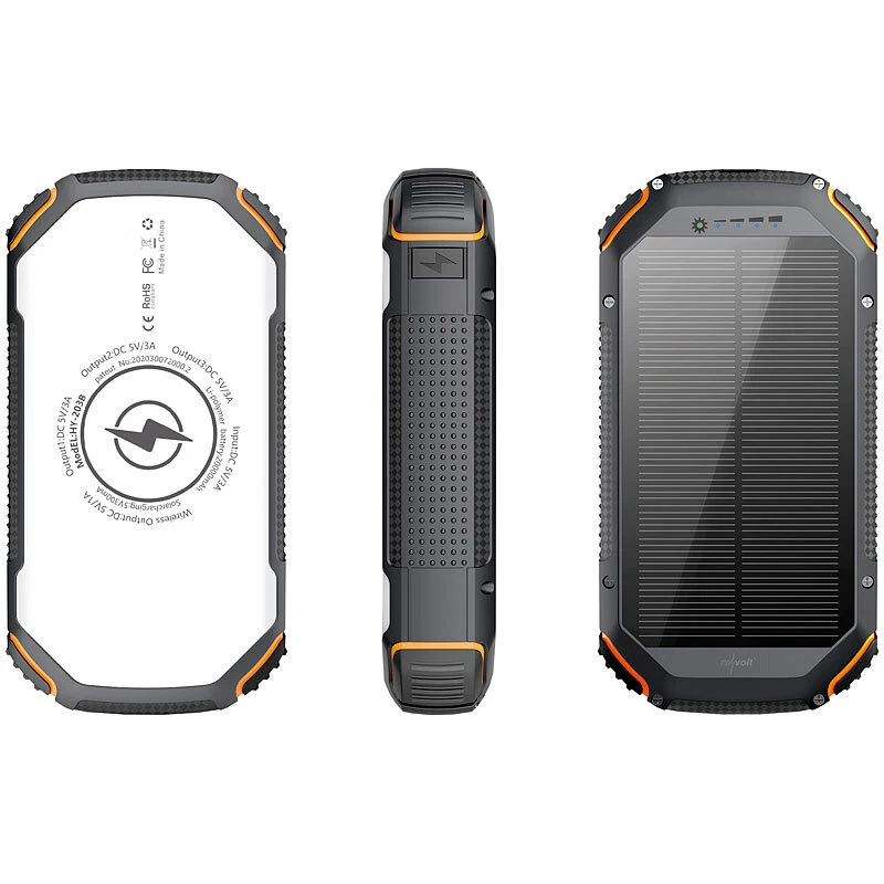 revolt Solar-Powerbank mit 20 Ah, Qi-kompatibel, USB-C, 15 W, SOS-Licht, IP54 - Bild 3 von 4