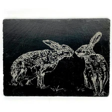 The Just Slate Co Rectangle Cheeseboard Etched Bunny Rabbits Easter Charcuterie