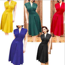 Ladies Vintage Style Retro 1940s Rockabilly Evening Swing Skaters Tea Dress
