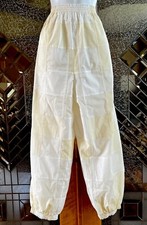 TORY BURCH PATCHWORK PANT CINCHED ANKLE PULL UP PALE YELLOW/IVORY SZ US 8 NWT