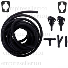 Windshield Washer Squirter Water Pump & Nozzles Kit Spray Fluid Hose Connector