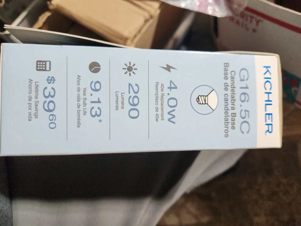 Lot 4~Kichler~ Decorative Collection 40-Watt Frosted A15C LED  w/Candelabra Base - Image 3 of 4