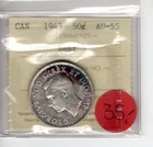 1943 Canada 50 Cent King George VI Silver Coin AU-55 ICCS Graded