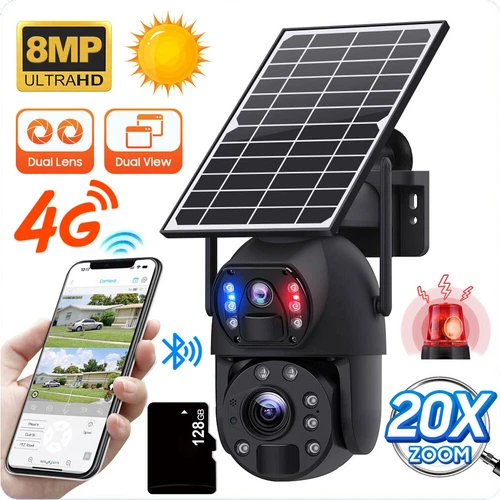 Solarkamera 4G Sim 4K 8MP 20X Zoom Dual Lens Outdoor WLAN Kameras Überwachung - Bild 28 von 28
