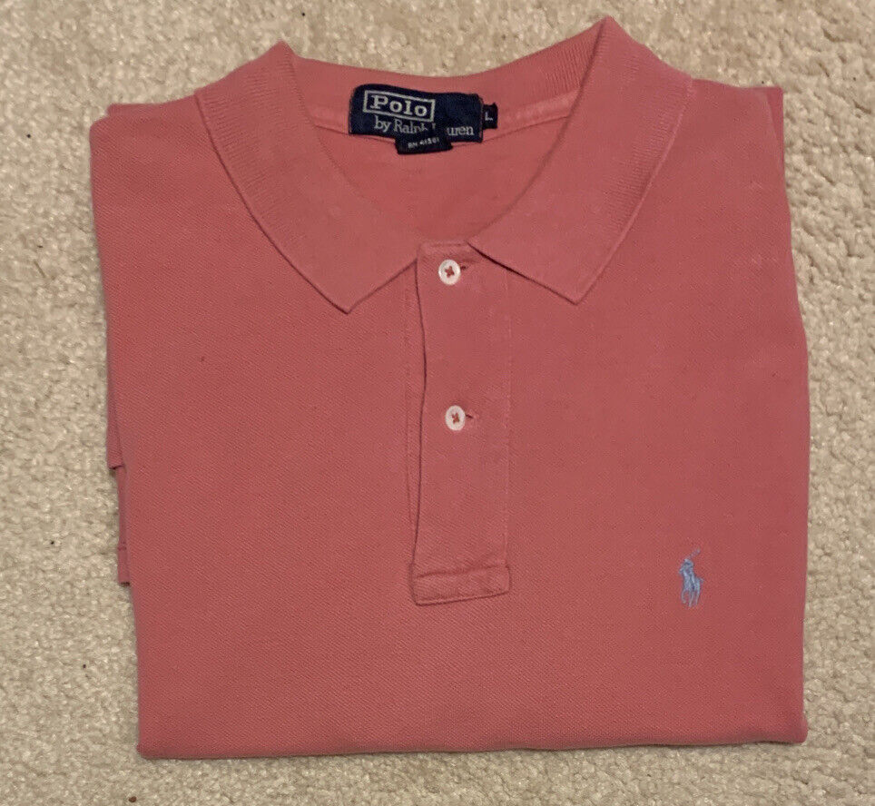 Vintage VTG Polo by Ralph Lauren Men's Polo Shirt Pink Size L 1990 RN 41381