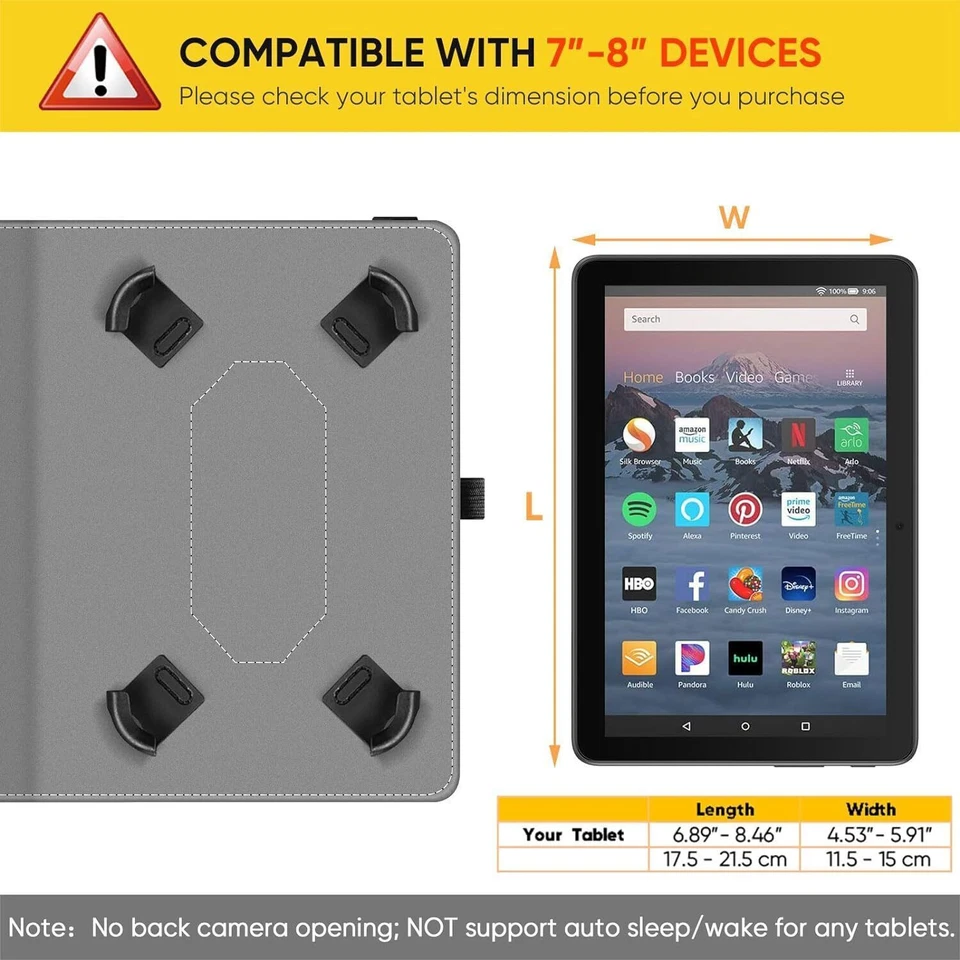 Universal Case for 7-8 Inch Tablet eReader Book Style Folio Protective Cover - Image 2 of 4