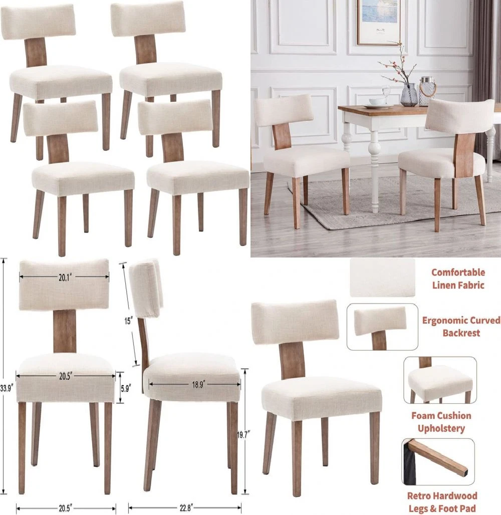 White farmhouse dining 2025 chairs set of 4