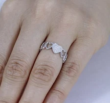 .925 Sterling Silver Cz Heart Love Eternity Wedding Band Ring Size 3-15 ML2088