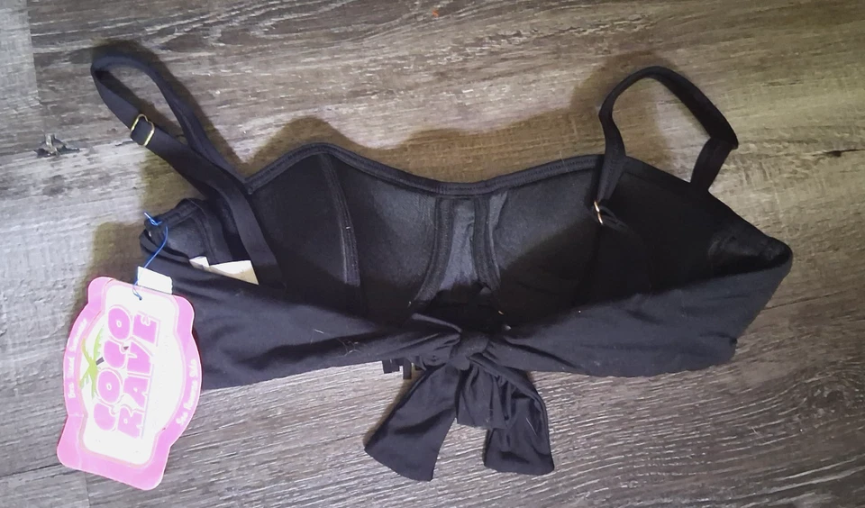 New 🌞 Coco RAVE Black Fringe Bikini TOP Swimsuit XS/ Small - Image 3 of 4