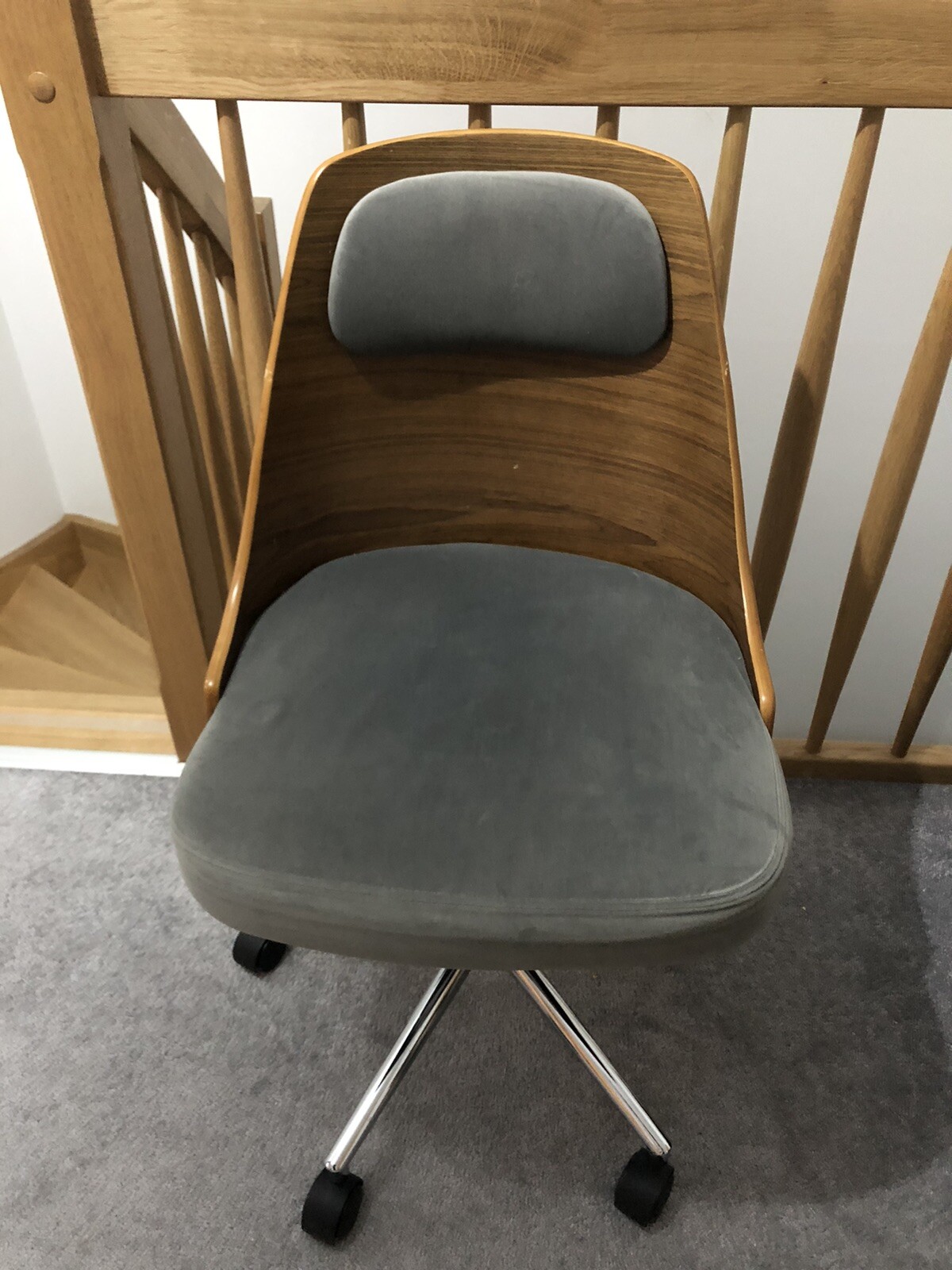 John Lewis Grey Velvet Swivel Office Desk Chair eBay