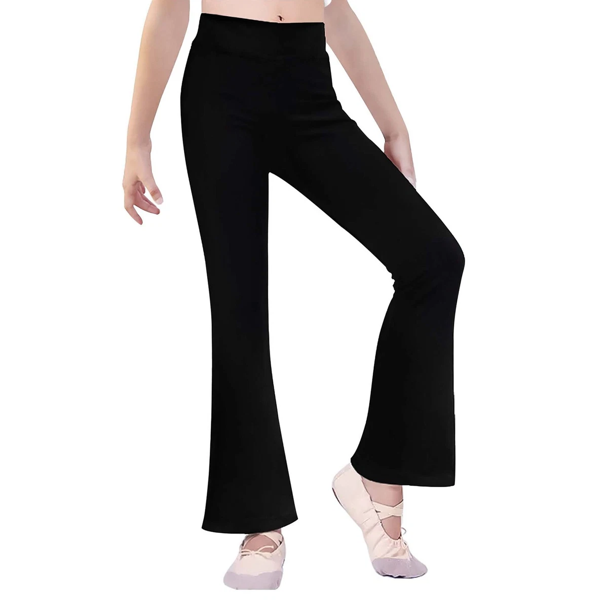 4-16 Years Girls Yoga Black Pants Size Soft Stretch Flare Leggings