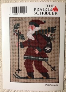 Prairie-Schooler-Cross-Stitch-Pattern-Card-Chart-2010-Santa-Skiing-Holiday-New