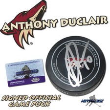 ANTHONY DUCLAIR Signed ARIZONA COYOTES OFFICIAL GAME Puck w/COA - 