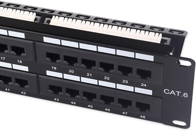 Cable Matters UL Listed Rackmount/Wall Mount 48 Port Network Patch Panel w Bar