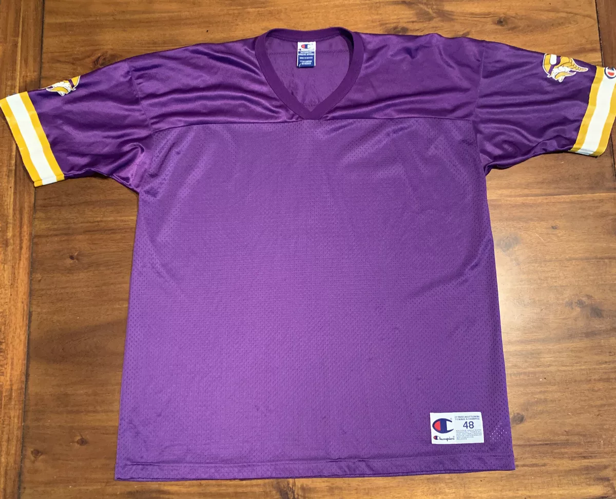 Vtg Minnesota Vikings Champion Blank NFL Football Jersey Men s XL 48 Purple Mesh