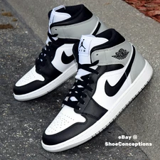 Nike Air Jordan 1 Mid Shoes White Black Lt Smoke Gray DQ8426-101 Men's Sizes NEW