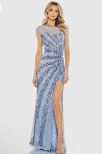 Mac Duggal 5619 Sz 4 French Blue Embellished High Neck Sweetheart Gown $498