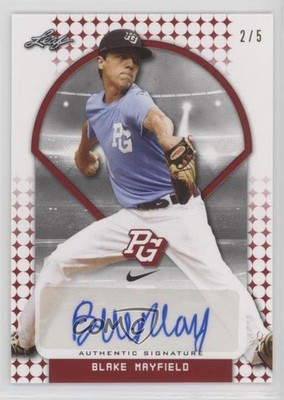 2018 Leaf Perfect Game National Showcase Red 2/5 Blake Mayfield #BA-BM2 Auto 1h1