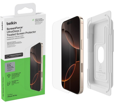 Belkin ScreenForce UltraGlass 2, Treated Screen Protector for iPhone 16 Pro