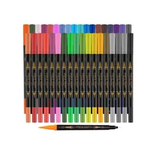 36 Dual Tip Brush Pens – Colored Markers for Drawing & Art