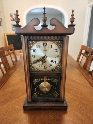 Alaron Vintage 31-Day Key Wind Time Strike Mantel Wall Clock
