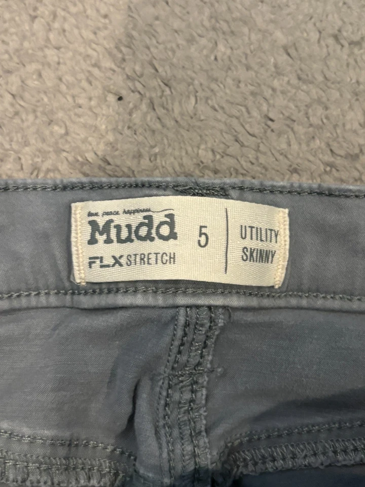 Pantalones Mudd Para Mujer 5 Gris Elastizados Utilitarios Ajustados Carga Juniors Informales Foto 2 de 4