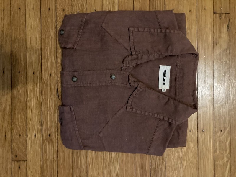 Taylor Stitch Men's Short Sleeve Brown Button Up Shirt Size M EUC