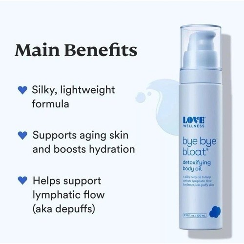 Love Wellness Bye Bye Bloat Detoksykujący olejek do ciała 3,38 fl oz Nowy - Zdjęcie 2 z 3