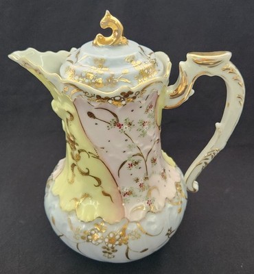 Antique Unmarked Pre-McKinley Tariff Victorian Era German Chocolate Pot Pitcher