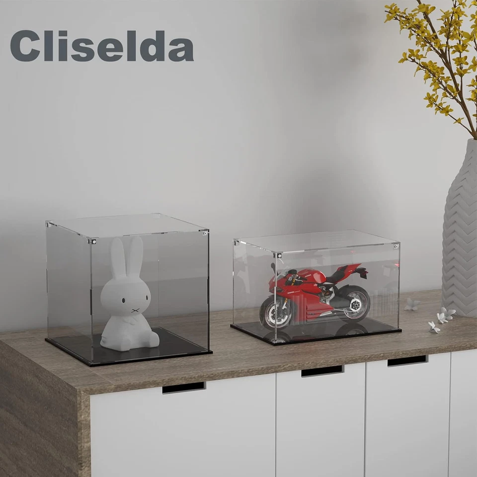 Vetrina in Acrilico Trasparente Con Base Nera, Assemblea Protezione Antipolvere - Immagine 4 di 4