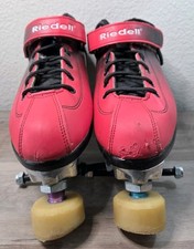 Riedell Dart Ombr Roller Skates Red Black Size 6 Quad Speed Gumball Toe Stops