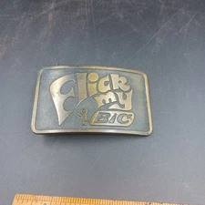 FLICK MY BIC NOS Vintage Brass  Metal Belt Buckle Advertising Made in USA 70's