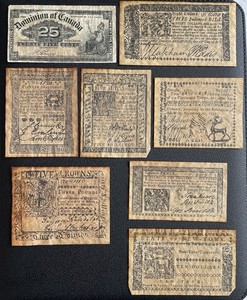 8pc US Colonial Paper Notes