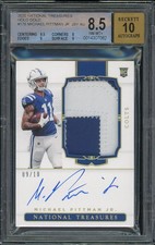 2020 National Treasures Michael Pittman Jr. #176 Jersey Patch Auto Gold BGS 8.5