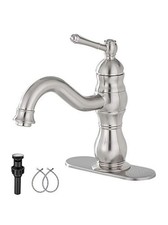 Brushed Nickel Bathroom Faucet GGStudy 360  Swivel Single Handle w/ Drain