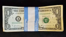 LOT OF 100 $1 US ONE DOLLAR BILLS STAR NOTES $100 STRAP SEALS A-L FRN