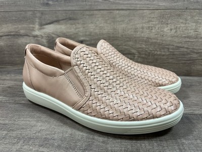 Ecco Soft 7 Casual Woven Slip On Sneakers Shoes Leather Pink Womens Size 38 US 7