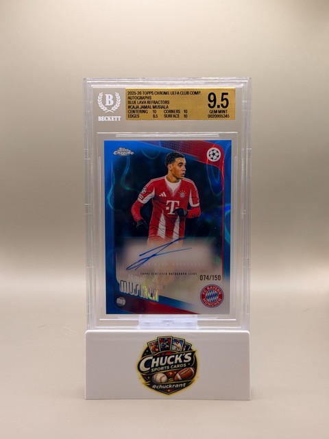 2025-26 Topps Chrome UCC Auto Jamal Musiala #CA-JA Blue Refractor /150 (AU)