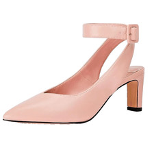 Womens Ankle Strap Low Kitten Heel Pointed Toe Wedding Party Dress Pump Shoe SZ6