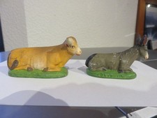 Santon Carbonel "Âne et bœuf" longueur socle 5 à 6 cm environ