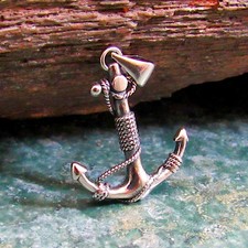 925 3D Anchor And Rope Pendant - Solid Sterling Silver Ocean & Nautical Jewelry