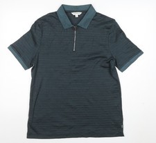 Marks and Spencer Men  s Green 1/4 Zip Polo Shirt Size L