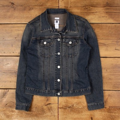 Gap Jeansjacke M Damen 00er blau Trucker Knopfleiste Freizeit Basic Oberbekleidung