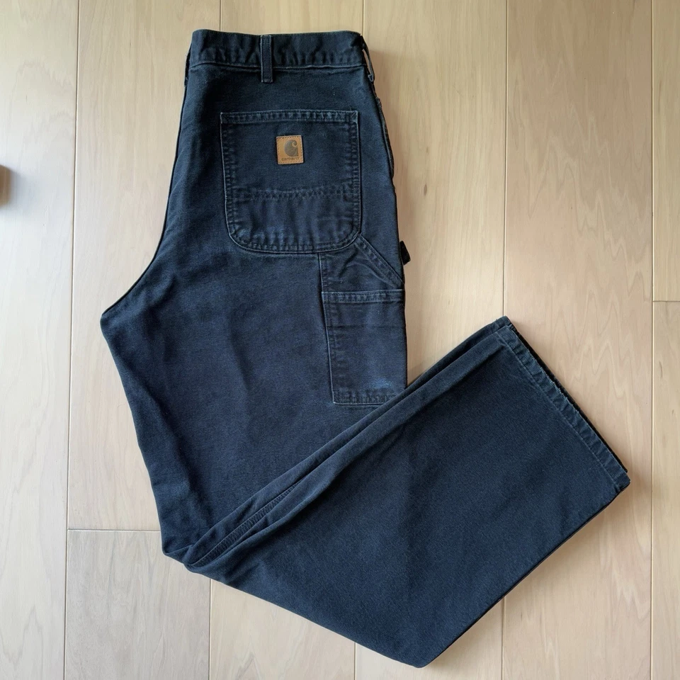 Vintage Carhartt Carpenter Pants 36 Black Straight Heavy Canvas Workwear WIP - Image 2 of 4