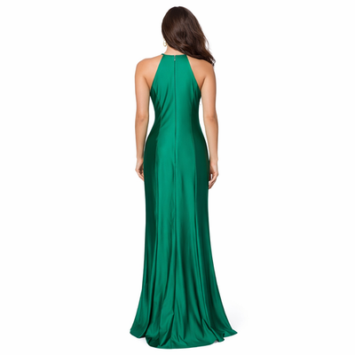 green emerald velvet dress Olive Green Bow Back Halter Neck Dress – Désir Couture