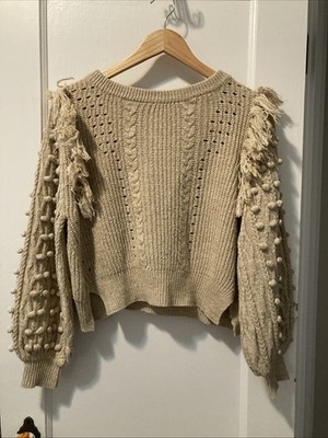 Cleobella Beige Fringe Pullover Size Small