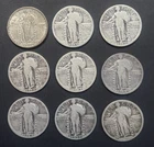 Lot Of 9 Standing Liberty Silver Quarters 90% Silver 1917-1930