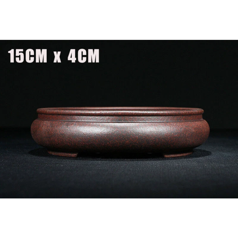 Dark Red Round Chinese Yixing Zisha Shohin Bonsai Pot 15x15x4cm small size China - Image 2 of 4